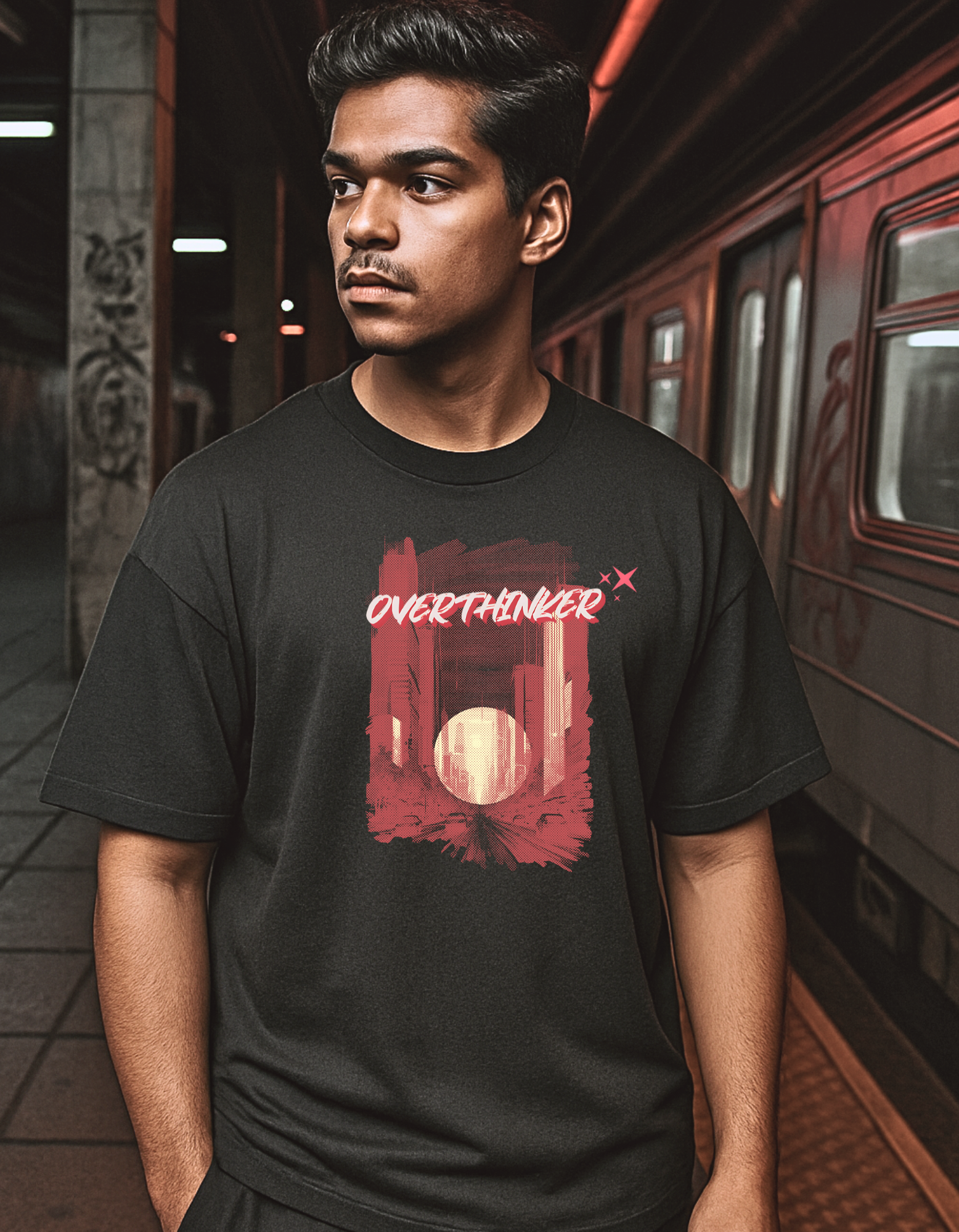 Overthinker- (Unisex Oversized Terry Black)