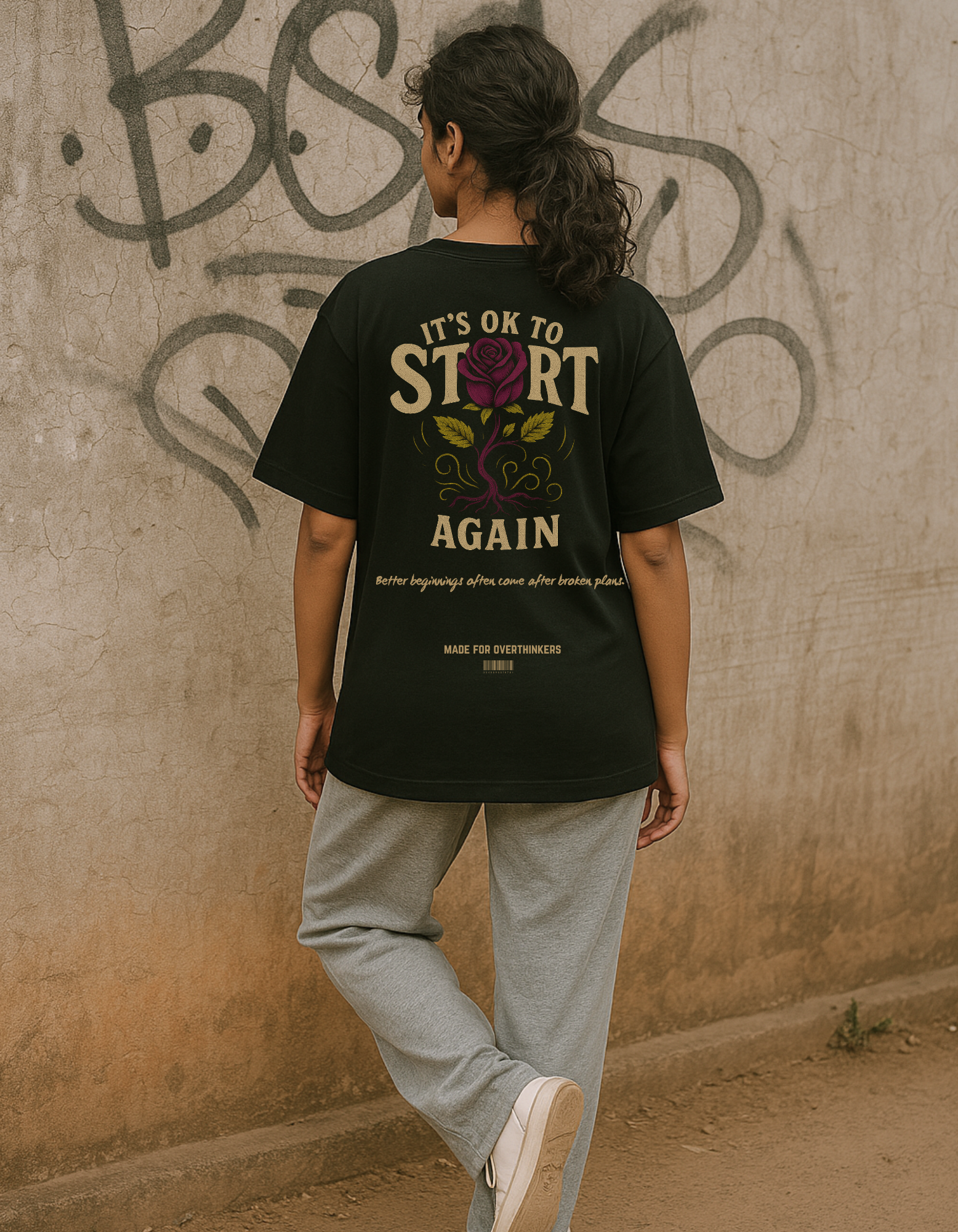 IT'S OK to start again.(Unisex Oversized Black)