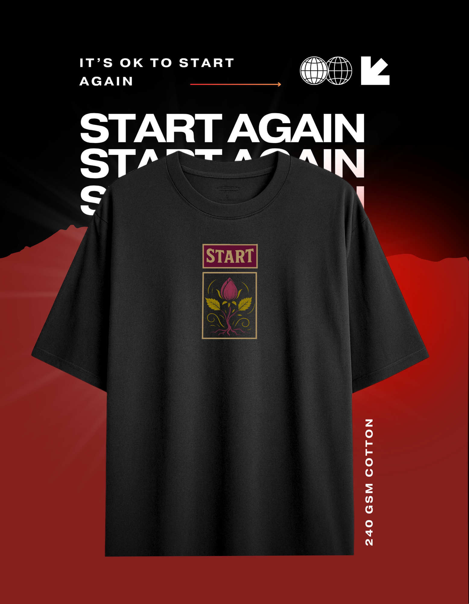 IT'S OK to start again.(Unisex Oversized Black)