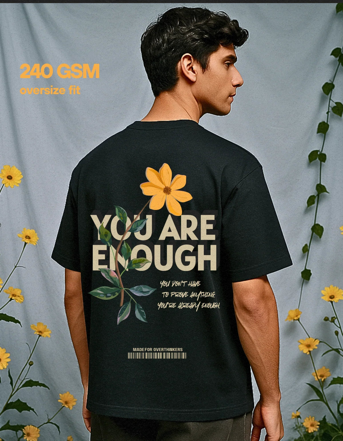 You are enough (Unisex Oversized Black)