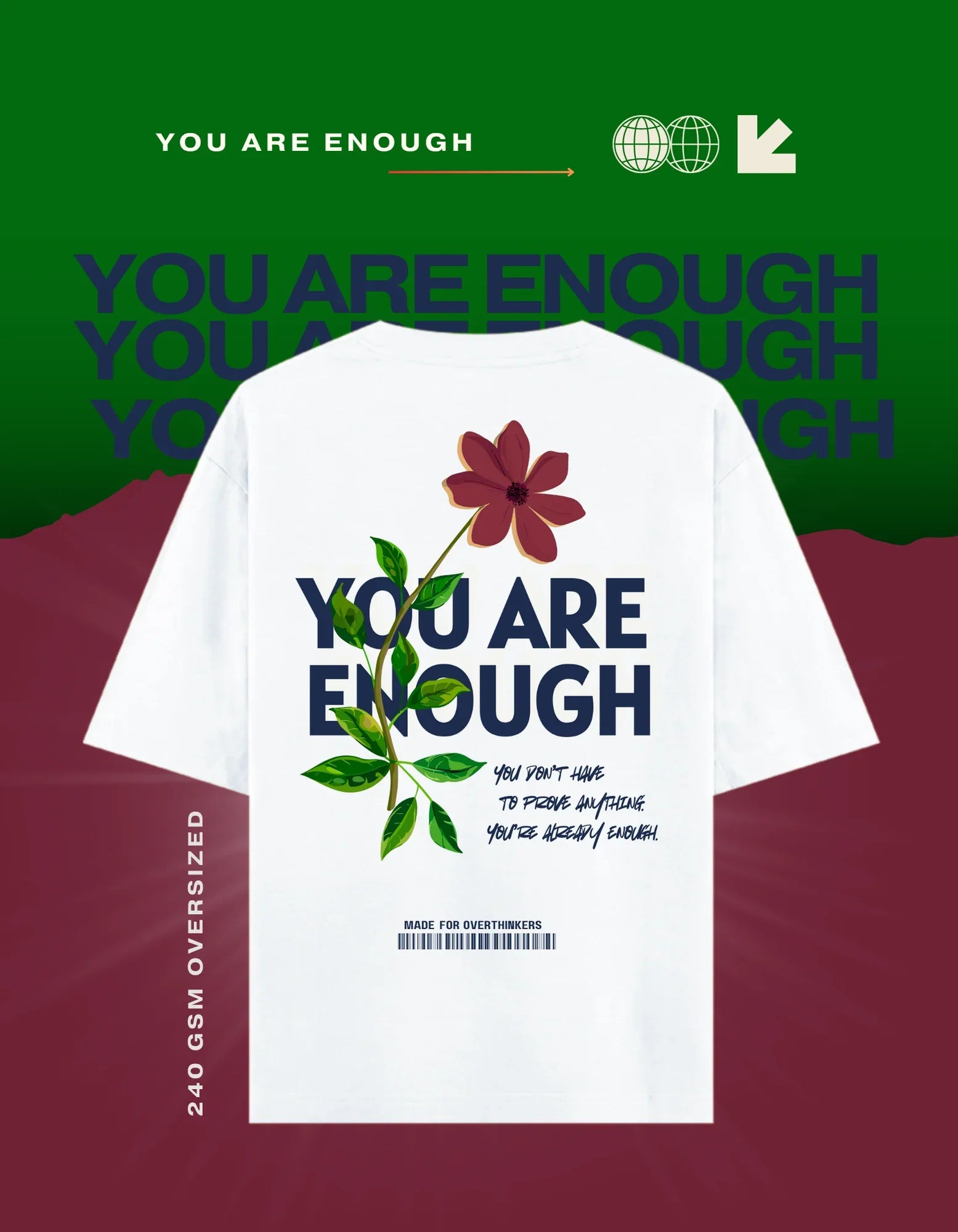 You are enough (Unisex Oversized Terry White)