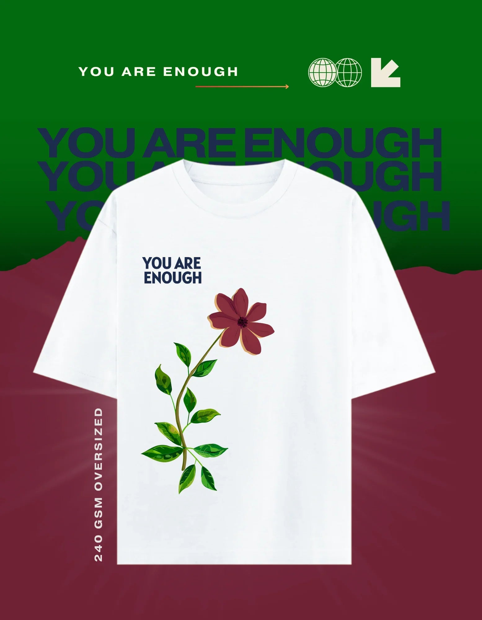 You are enough (Unisex Oversized Terry White)