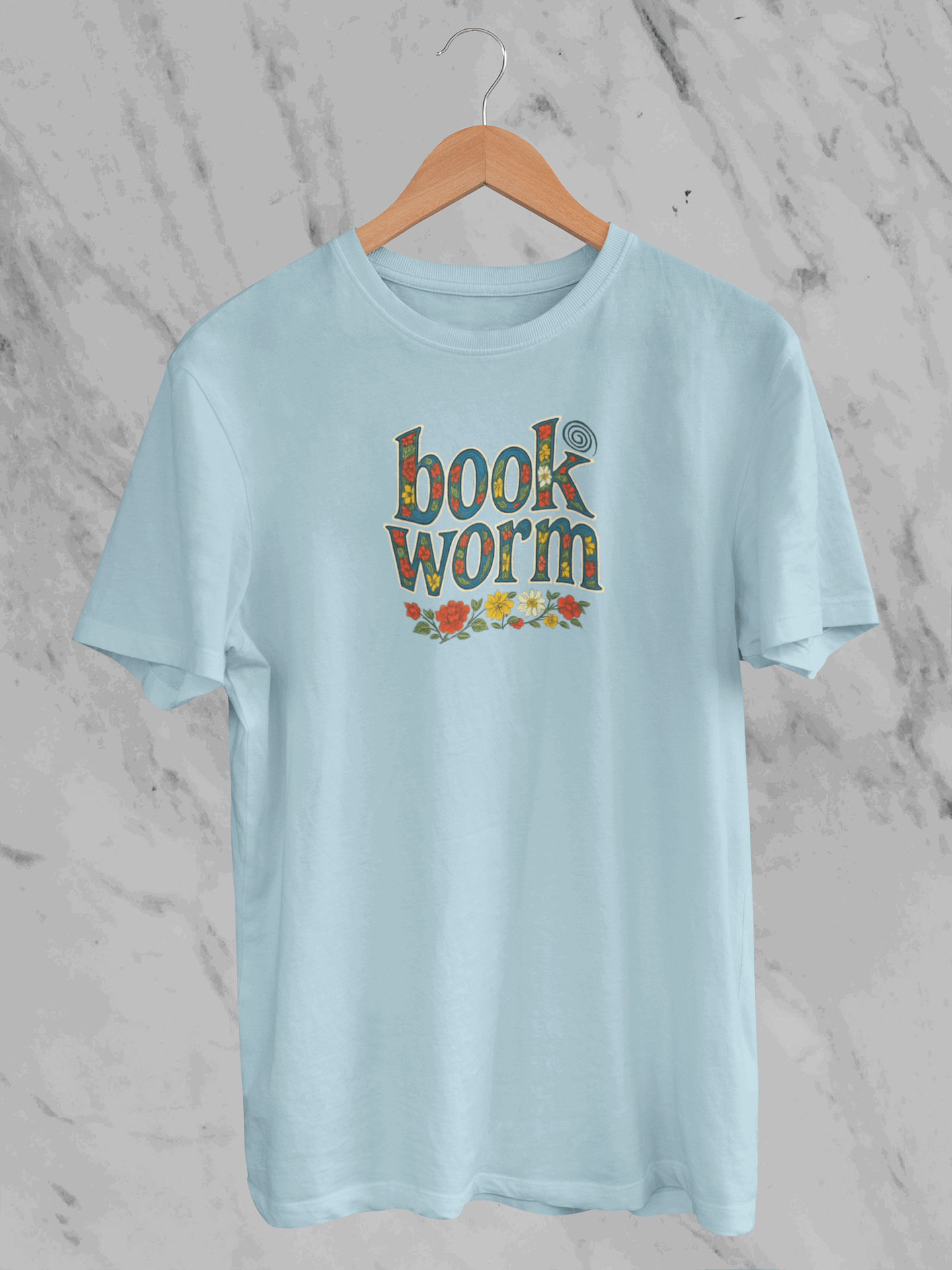 Book Worm (Unisex T-Shirt) - Baby Blue / S