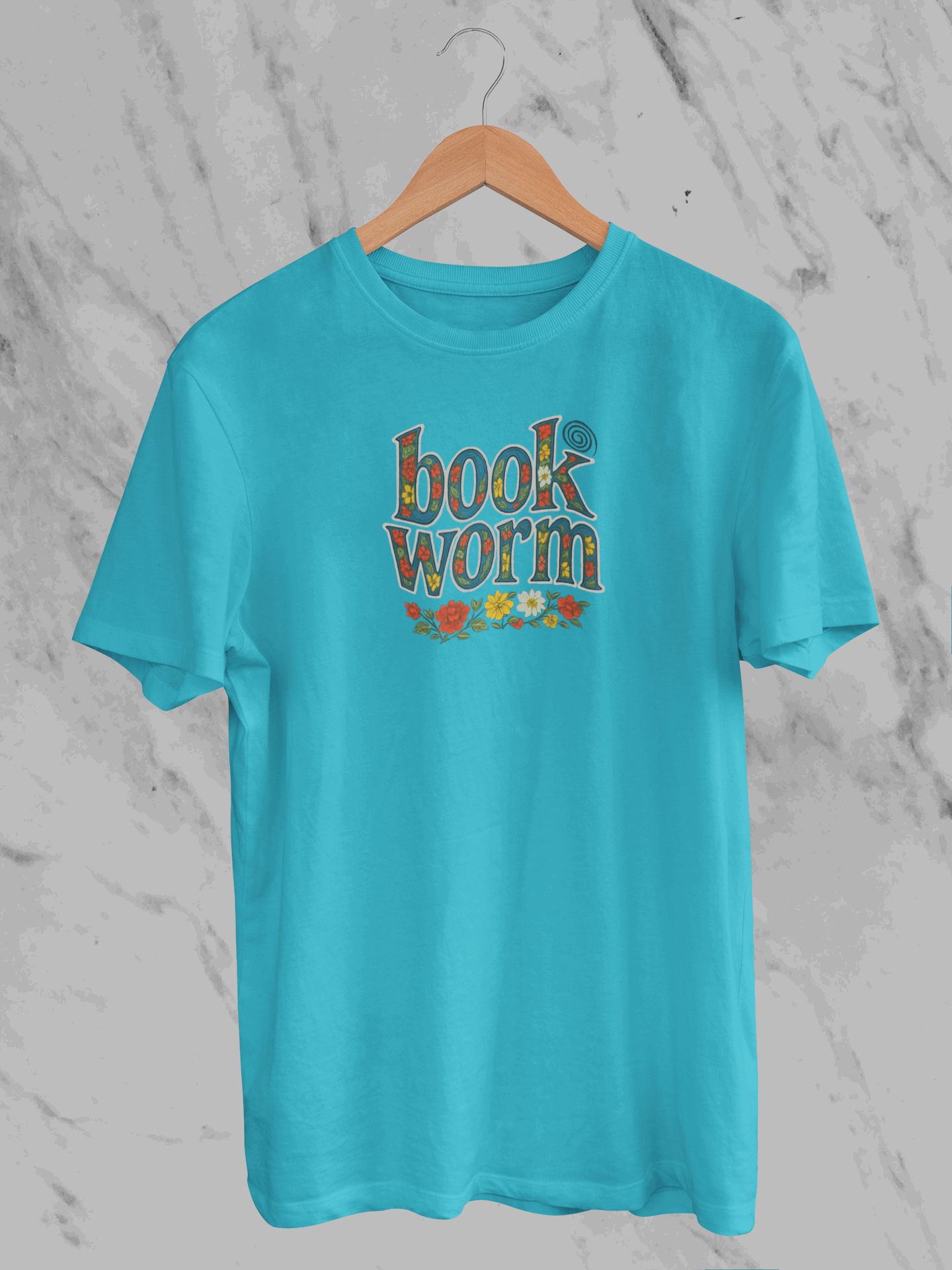 Book Worm (Unisex T-Shirt) - SkyBlue / S